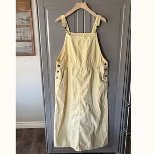 Christopher Banks Vintage Cottagecore Midi Denim Overall Dress,Yellow, L